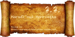 Harsányi Henrietta névjegykártya